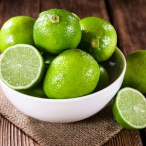 photo of limes in bowl representing Persian lime olive oil
