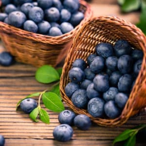 photo of blueberries in basket representing blueberry balsamic vinegar